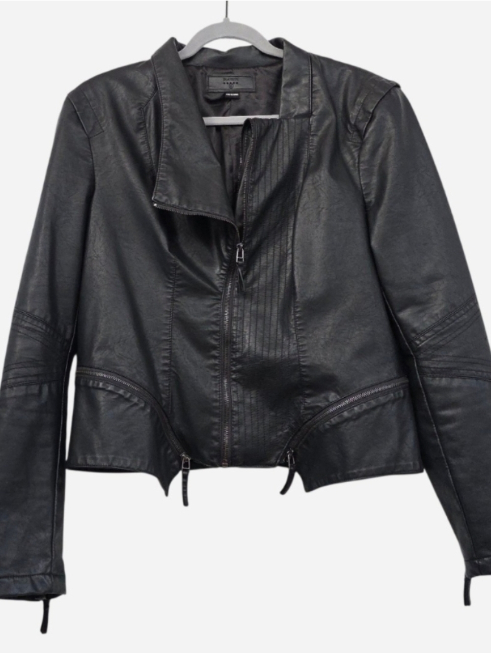 Blank NYC Black Faux Leather Moto Zip Jacket, Size XL